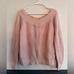 Abercrombie & Fitch Off the Shoulder Pink Knit Sweater Size L